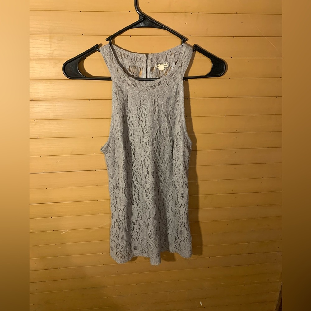 Grey lace tank